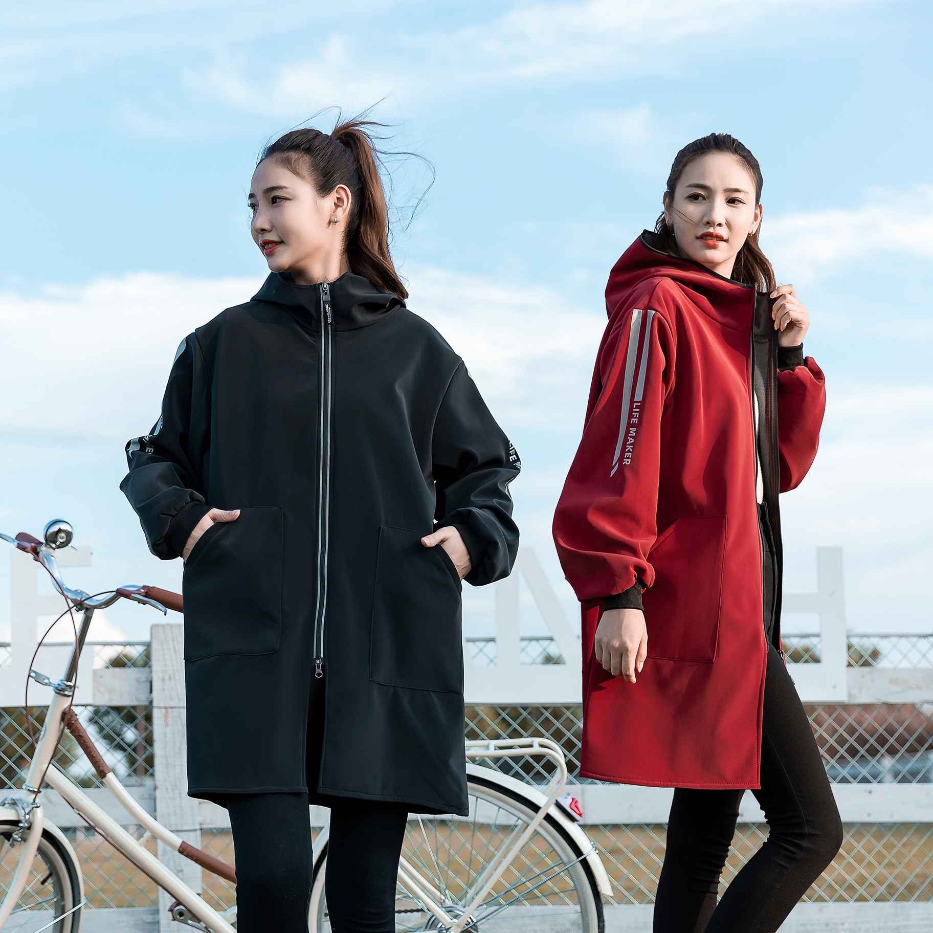 加绒加厚秋冬呼吸皮居家外套时尚女正穿衣防油家用耐脏保暖工作服