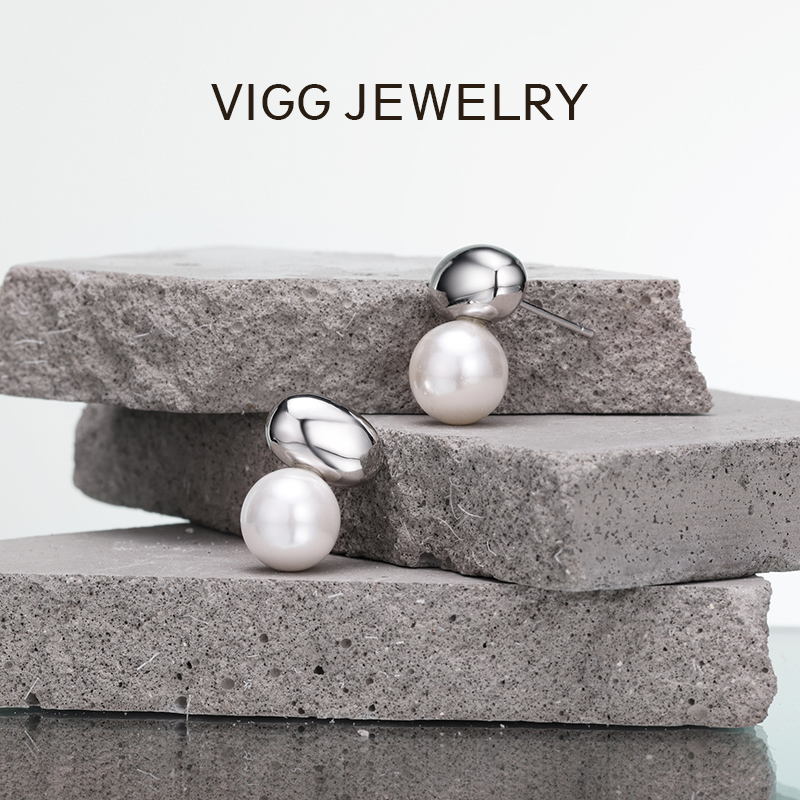VIGG 铜合金耳饰 垒石耳钉 简约百搭轻奢精致优雅知性耳环耳饰ins