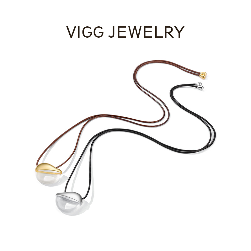 VIGG 铜合金皮质项链 露水项链 气质时尚小众简约长款轻奢设计感
