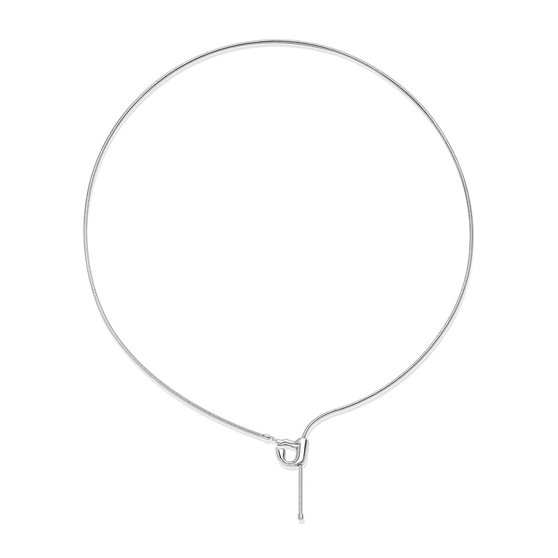 合金项链 D字项链可抽拉简约毛衣链