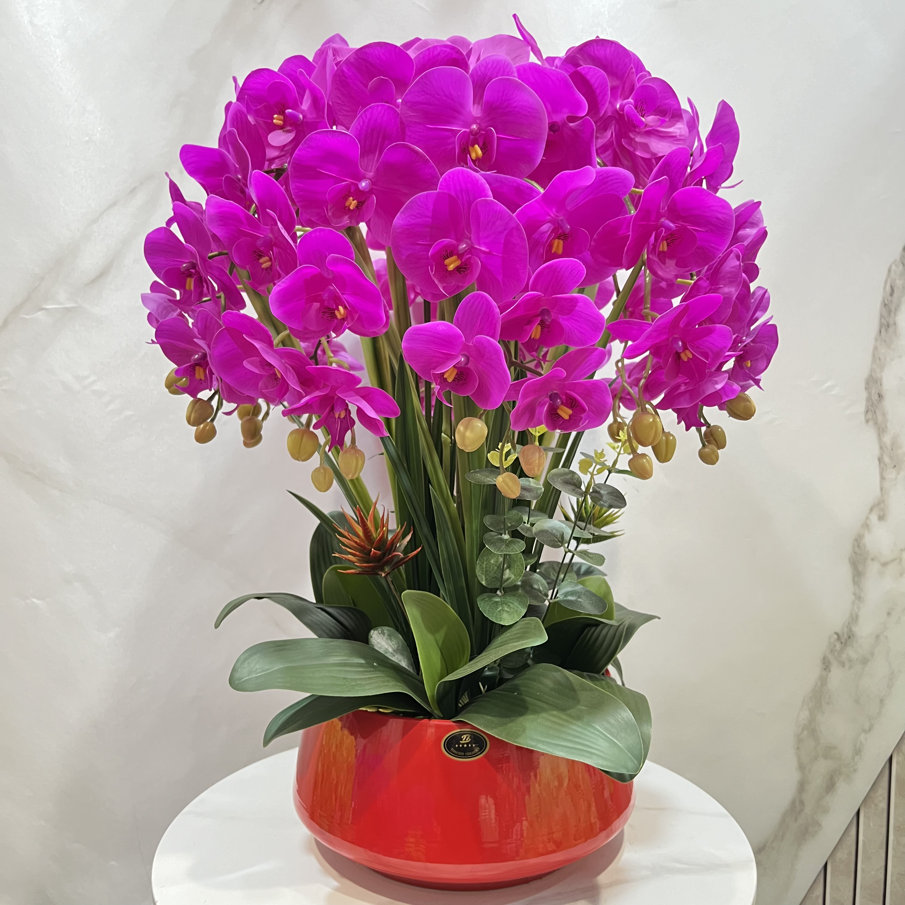 高端定制保湿手感蝴蝶兰开业结婚乔迁大红盆仿真兰花田园浪漫喜庆