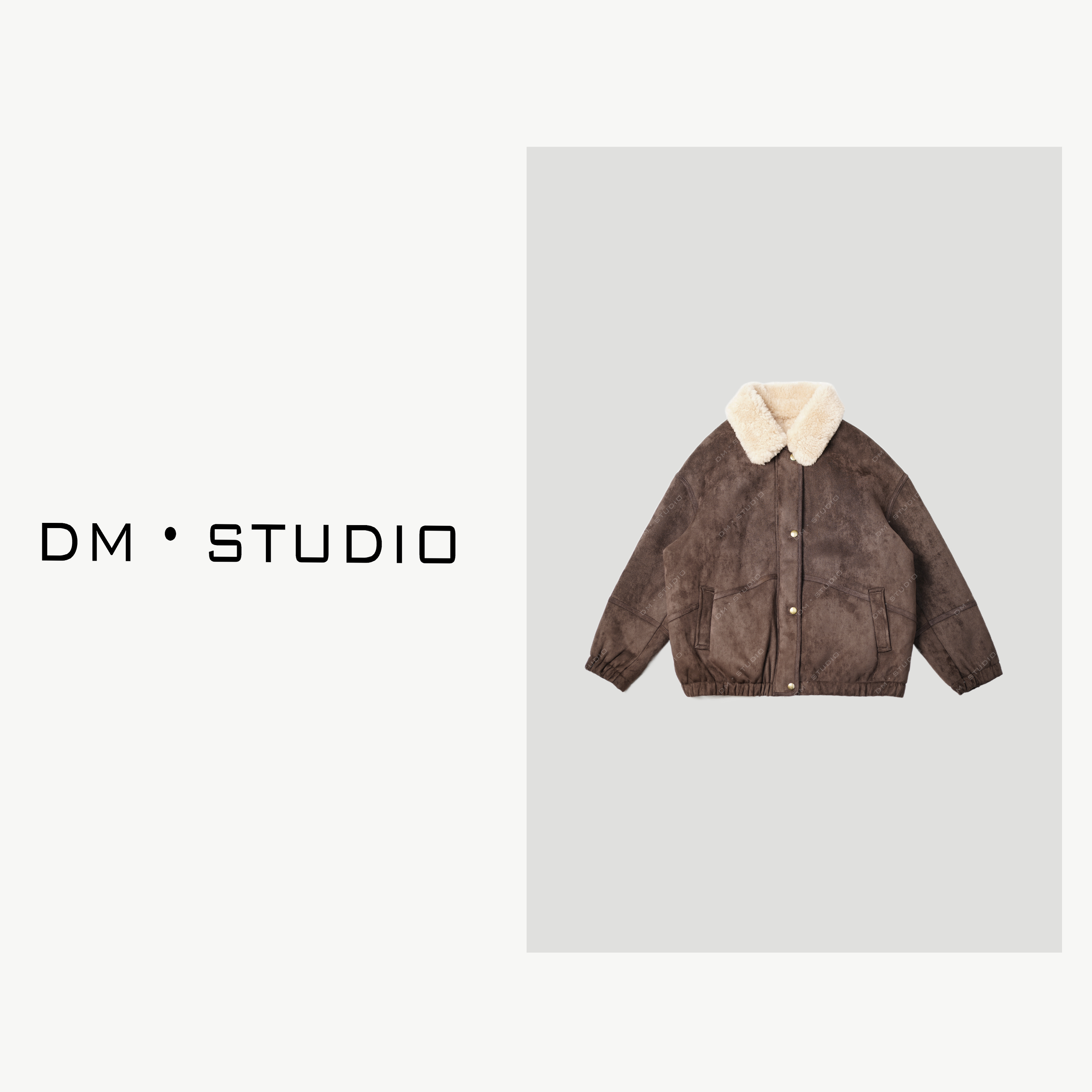 DEDM-DM•STUDIO/高级感绒面100%绵羊毛酷帅毛茸茸翻领外套（28115）