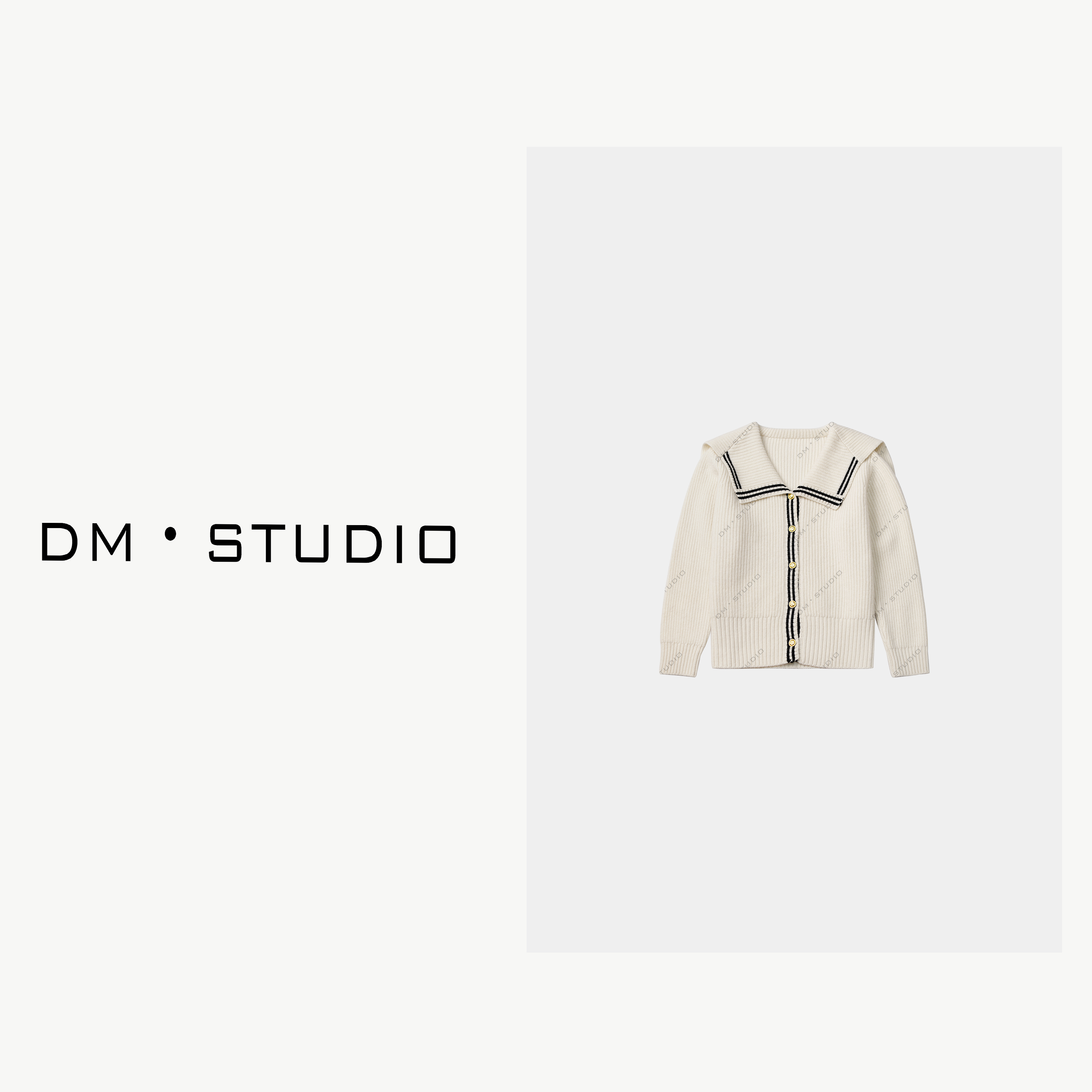 DEDM-DM•STUDIO/100%羊毛减龄气质高级感翻领针织开衫毛衣（8985）