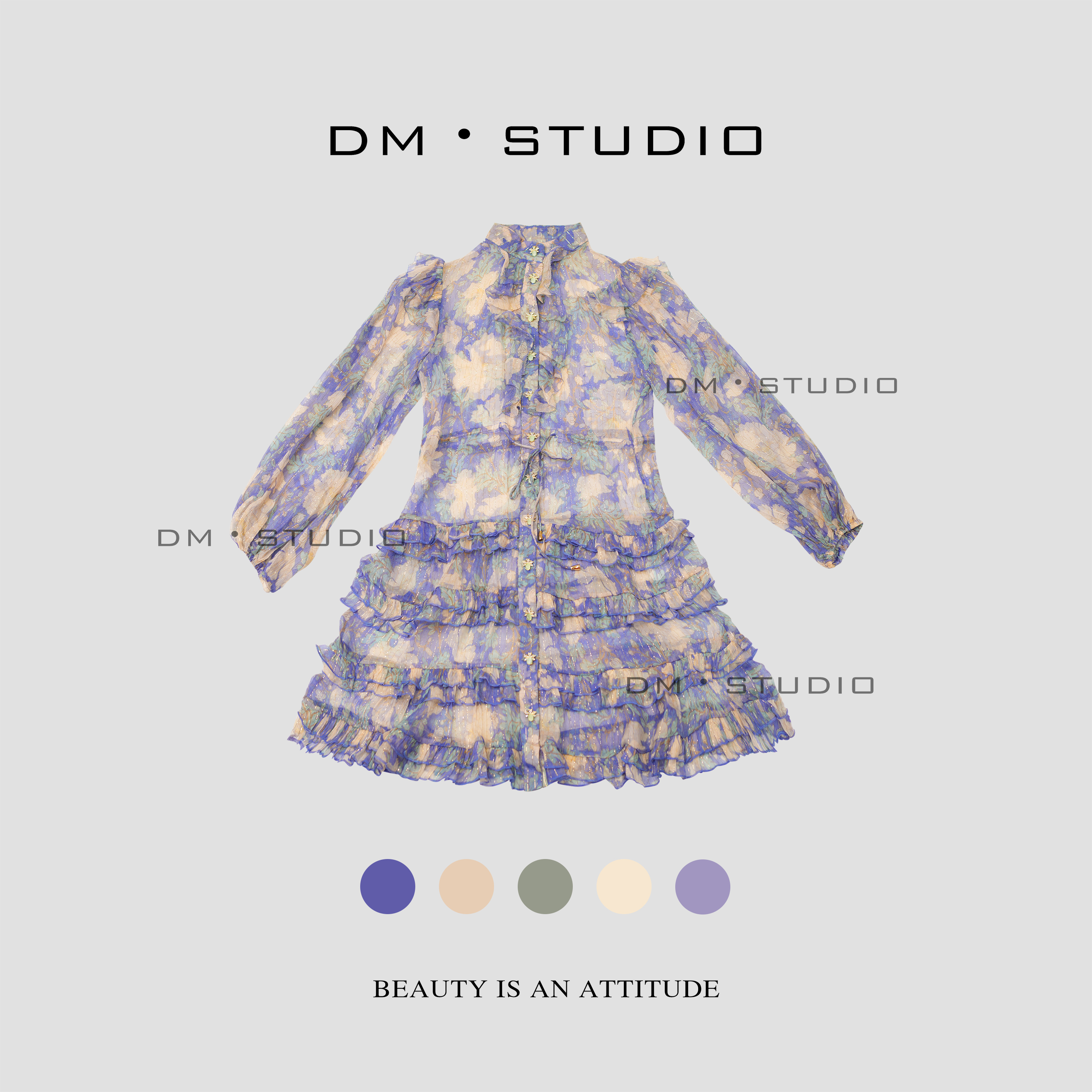 DM•STUDIO/气质轻奢高级细闪亮丝配吊带内衬真丝连衣裙（B782）