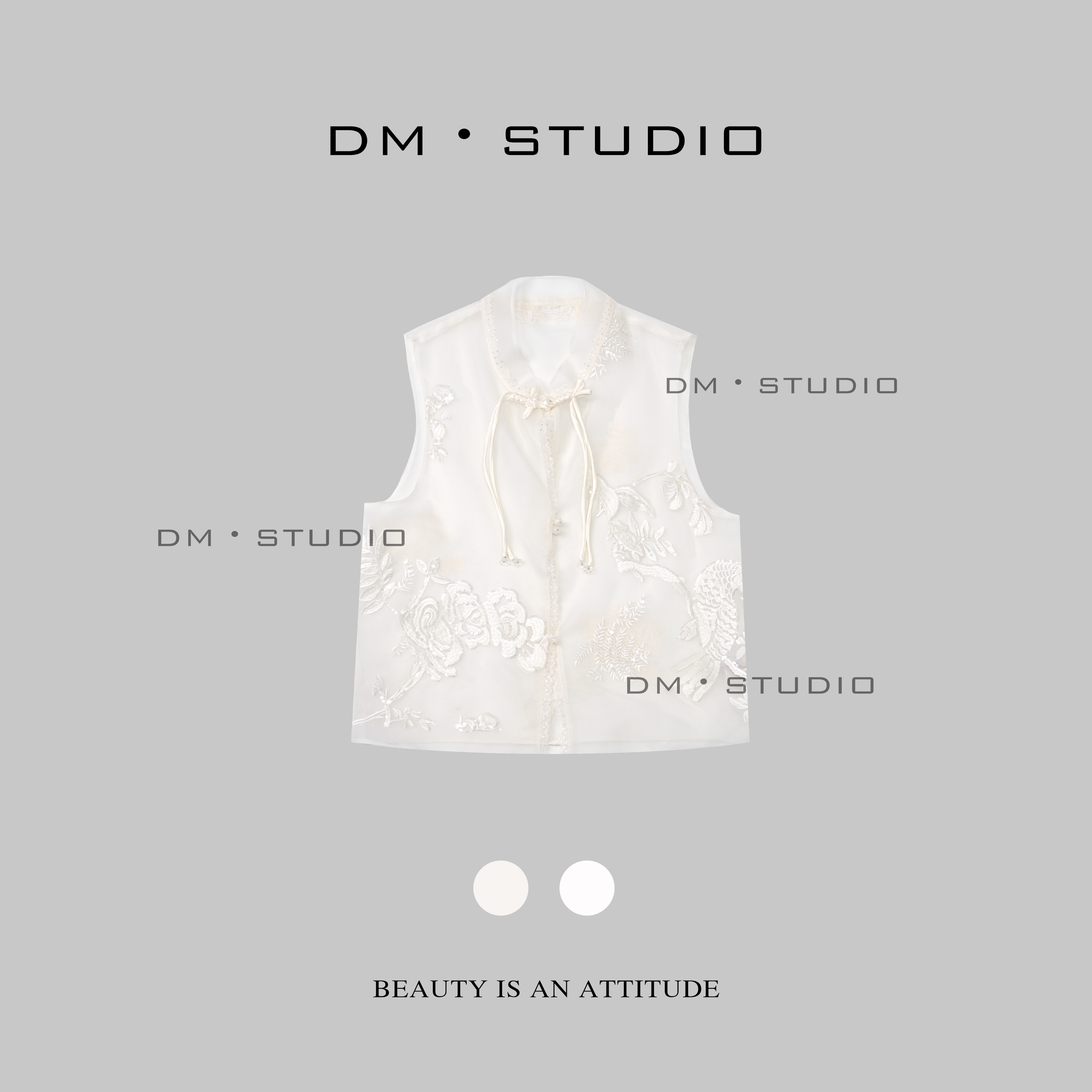 DEDM-DM•STUDIO/复古高级感重工刺绣100%桑蚕丝马甲（99026）
