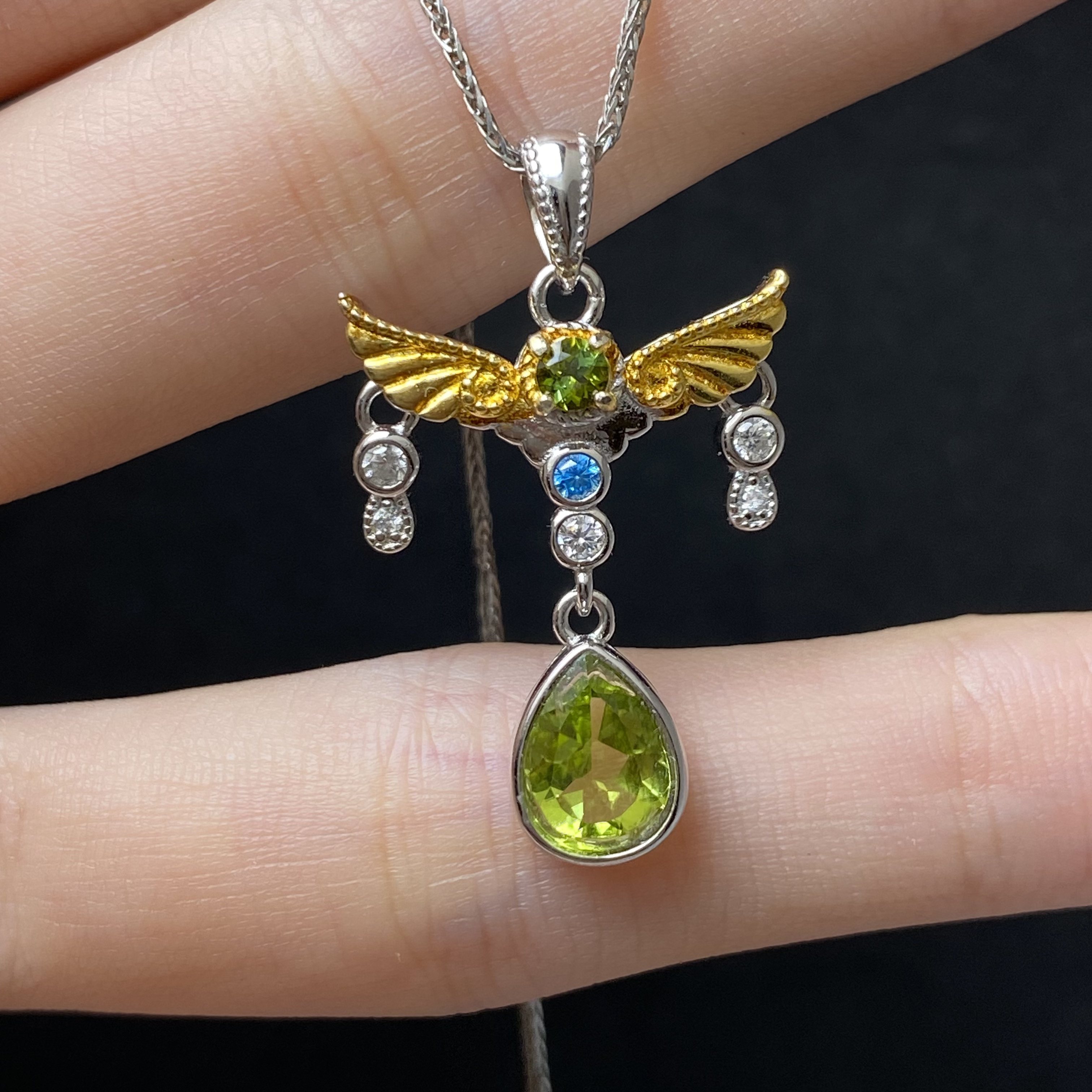 天然橄榄石吊坠（不含链）s925银创意个性气质百搭（需要证书备注）