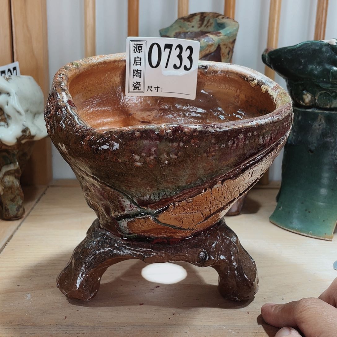 紫砂花盆景德镇陶瓷手工盆特价福利733