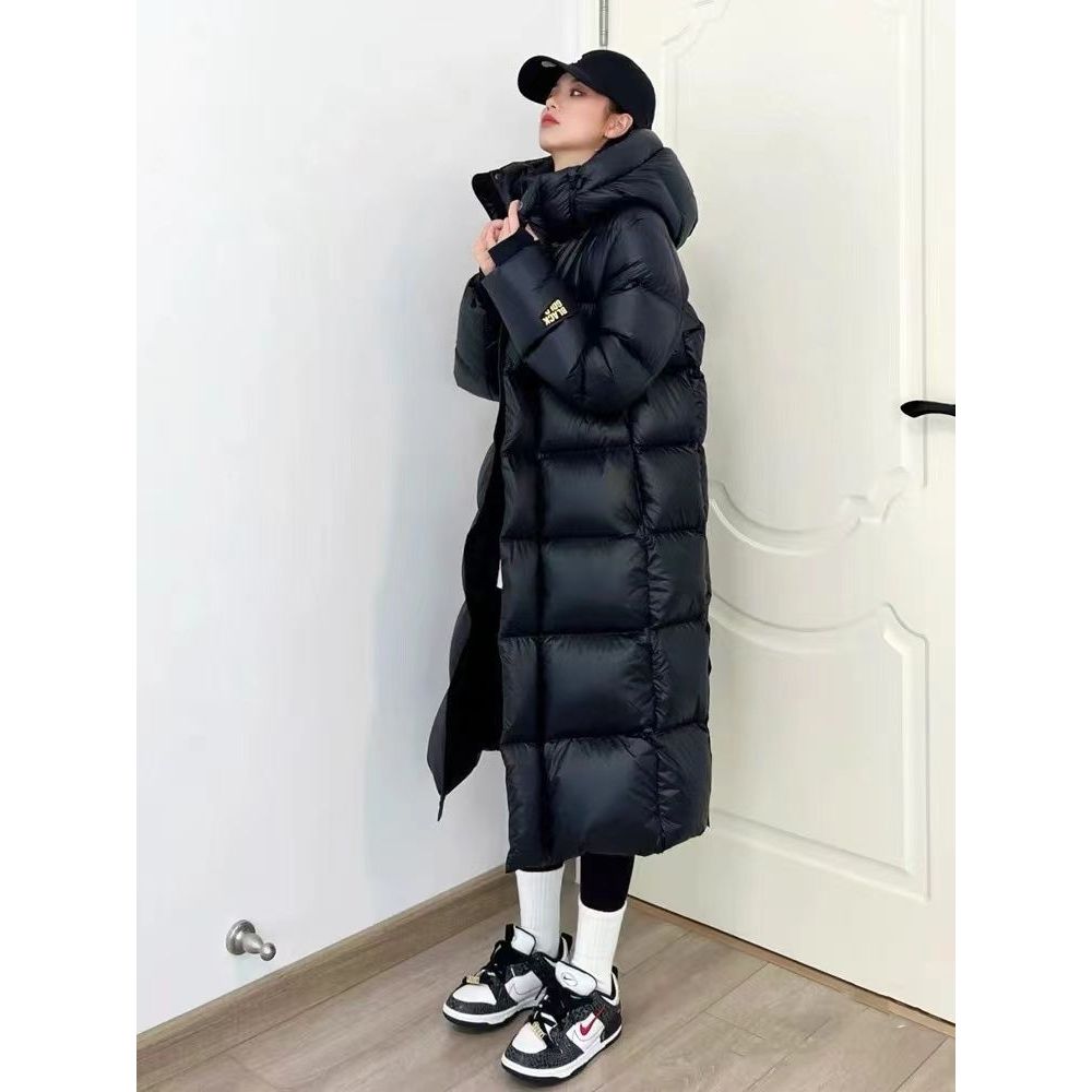 黑金长款羽绒保暖羽绒服女2023年冬季新款情侣宽松加厚过膝