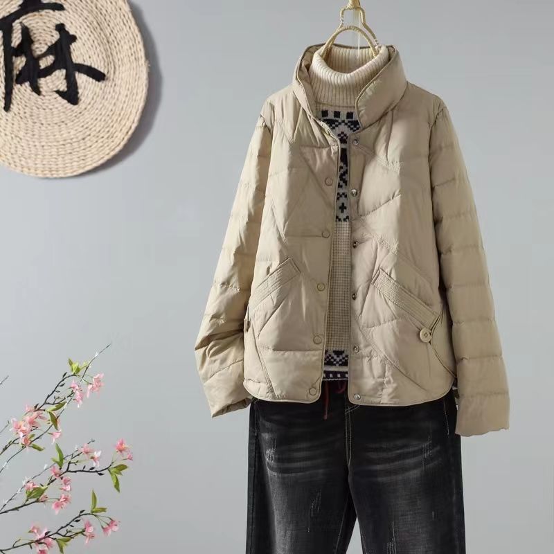 2022秋冬新款立领9白鸭绒轻薄羽绒服女装韩版休闲时尚显瘦