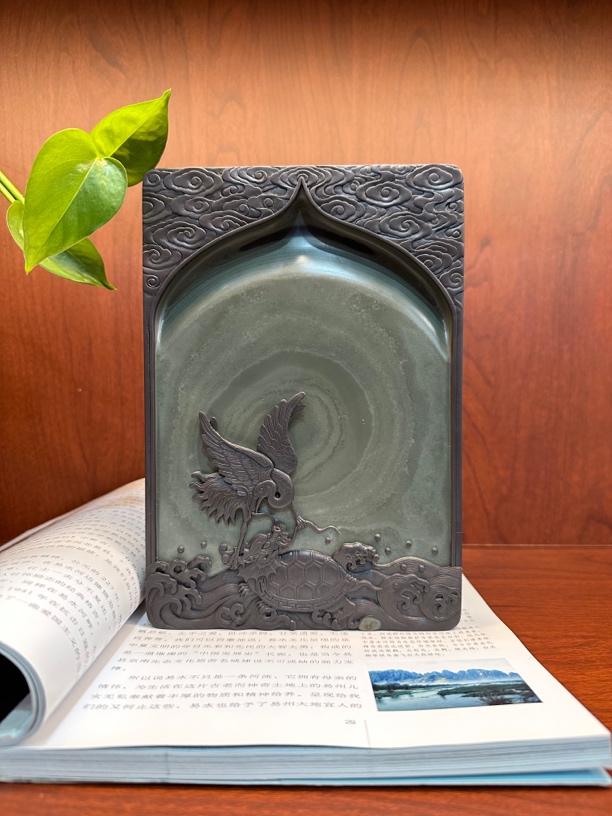 易水砚玉带时独占鳌头纯手工雕刻