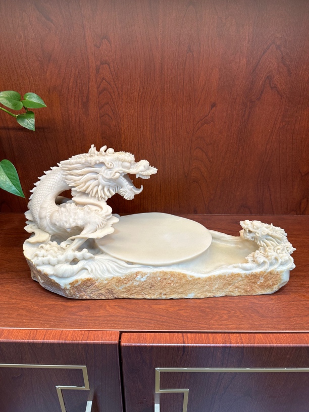 易水砚沉积玉龙行天下纯手工雕刻