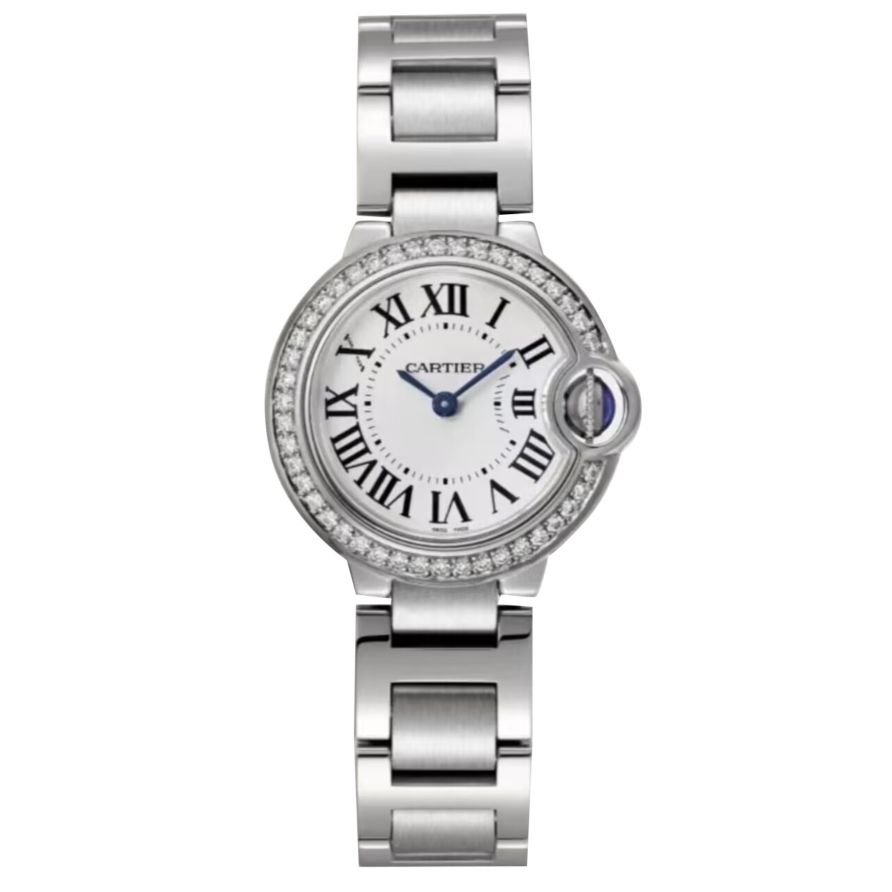 99新 Cartier/卡地亚 蓝气球W69010Z4 28后镶钻石英时尚女表 单表