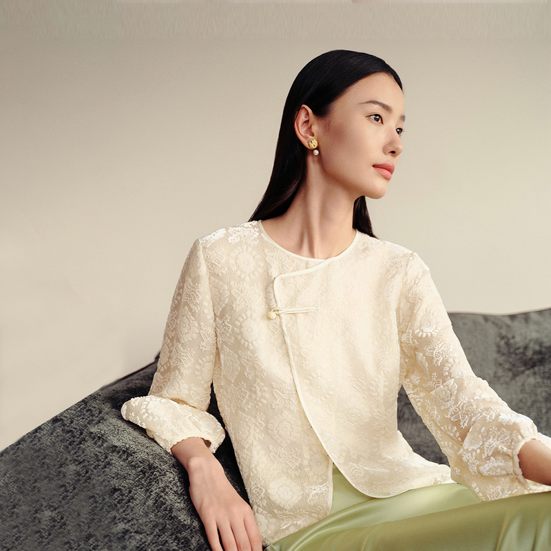 EP雅莹女装 桑蚕丝国风新中式盘扣外套 春夏新品1271A