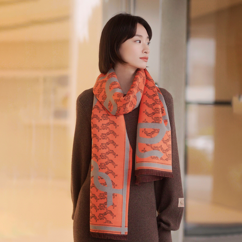 【礼遇】EP雅莹围巾 双面真丝拉绒撞色宽幅围巾 新品W410A