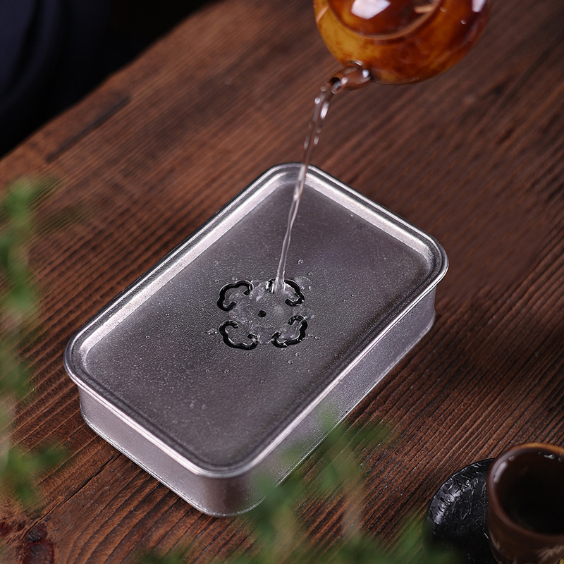 老锡茶盘家用简约禅意高档仿古功夫储水茶承壶承茶托干泡台