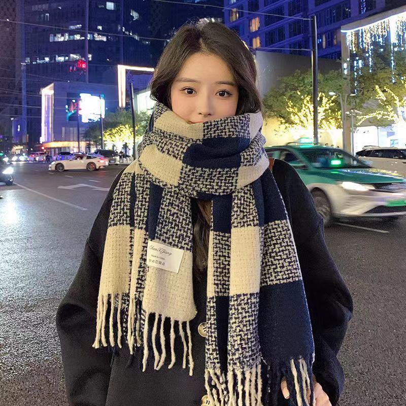 新款韩版ins风格子围巾女冬季保暖加厚学生男女通用百搭围脖披肩
