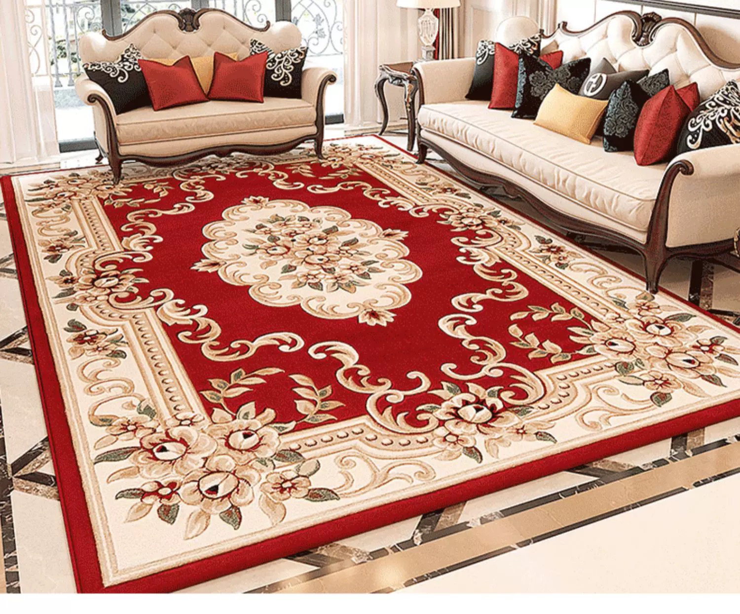 3D家用大面积雕花地毯高级别墅客厅卧室中式欧式轻奢法式好打理