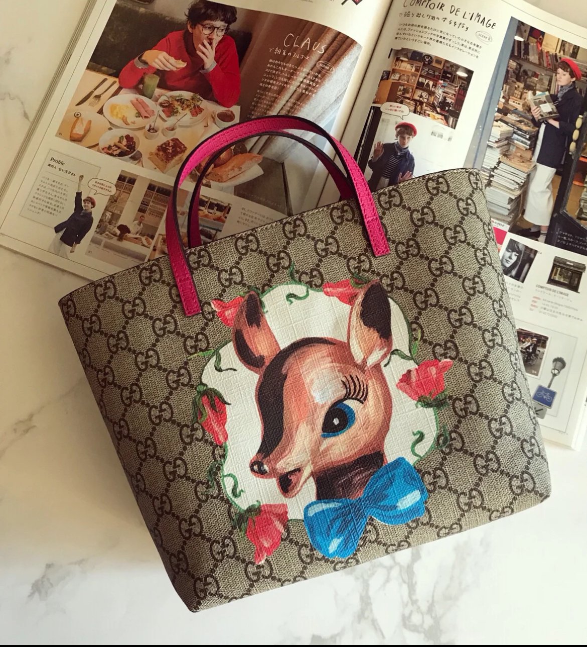 95新 GUCCI/古驰 小鹿斑比儿童手拎包