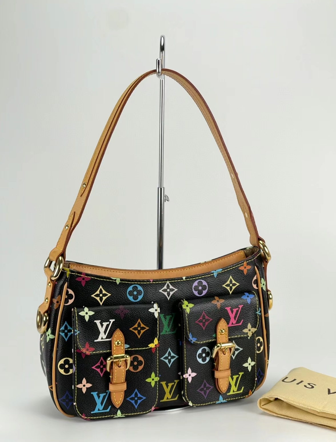 95新 LouisVuitton/路易威登 黑三彩剑桥单肩包