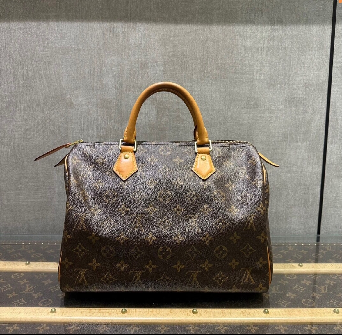 95新 LouisVuitton/路易威登 老花speedy30手提包(全原)