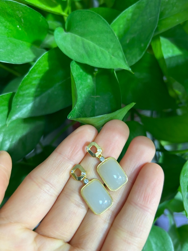 和田玉老料白玉925银 10.*14面颜色多样性发货拍一发一