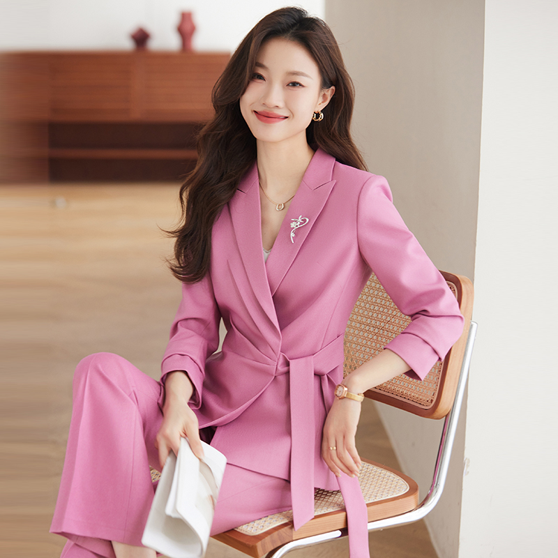 玫红色西装外套女春秋2024新款设计感小众西服套装时尚气质职业装