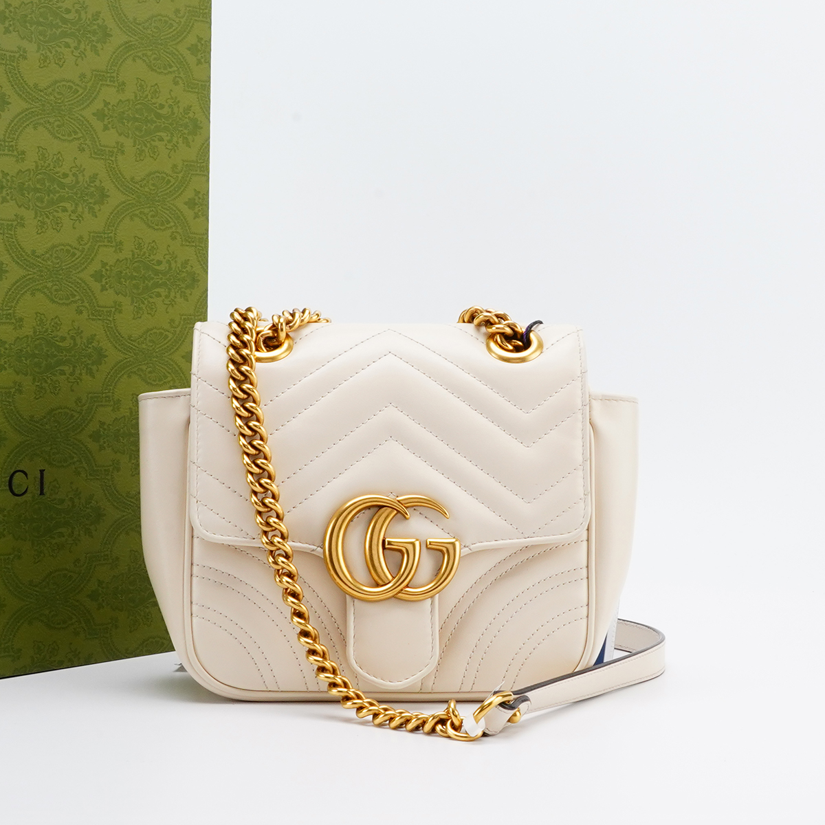 95新 GUCCI/古驰 【一口价】Marmont  V纹小方包mini/BGH003700004