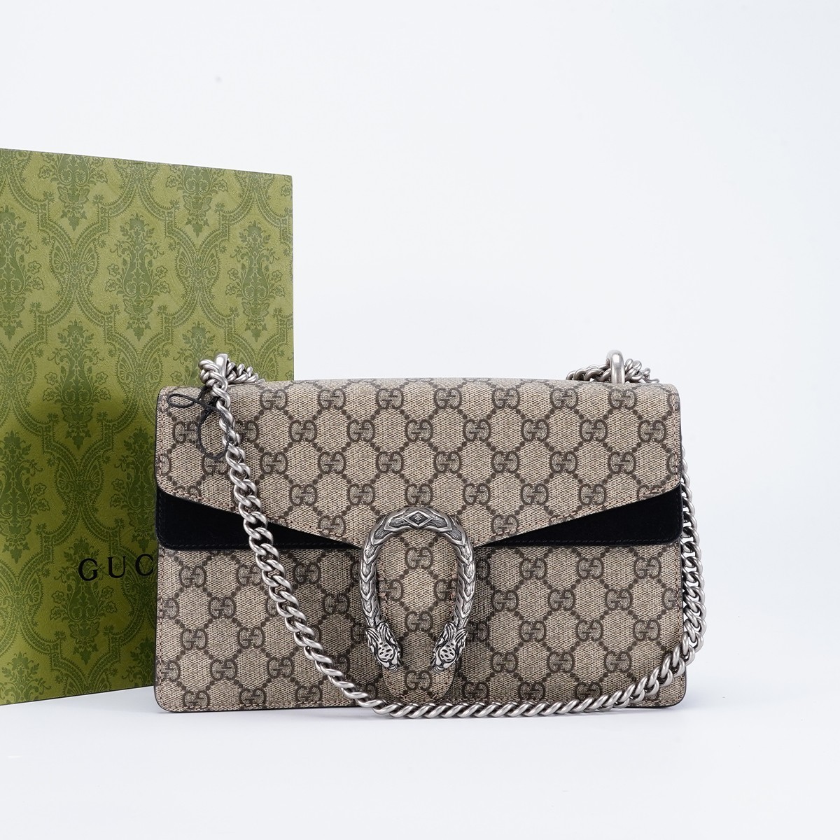 99新 GUCCI/古驰 98新/酒神中号老花包黑色/BG22002006