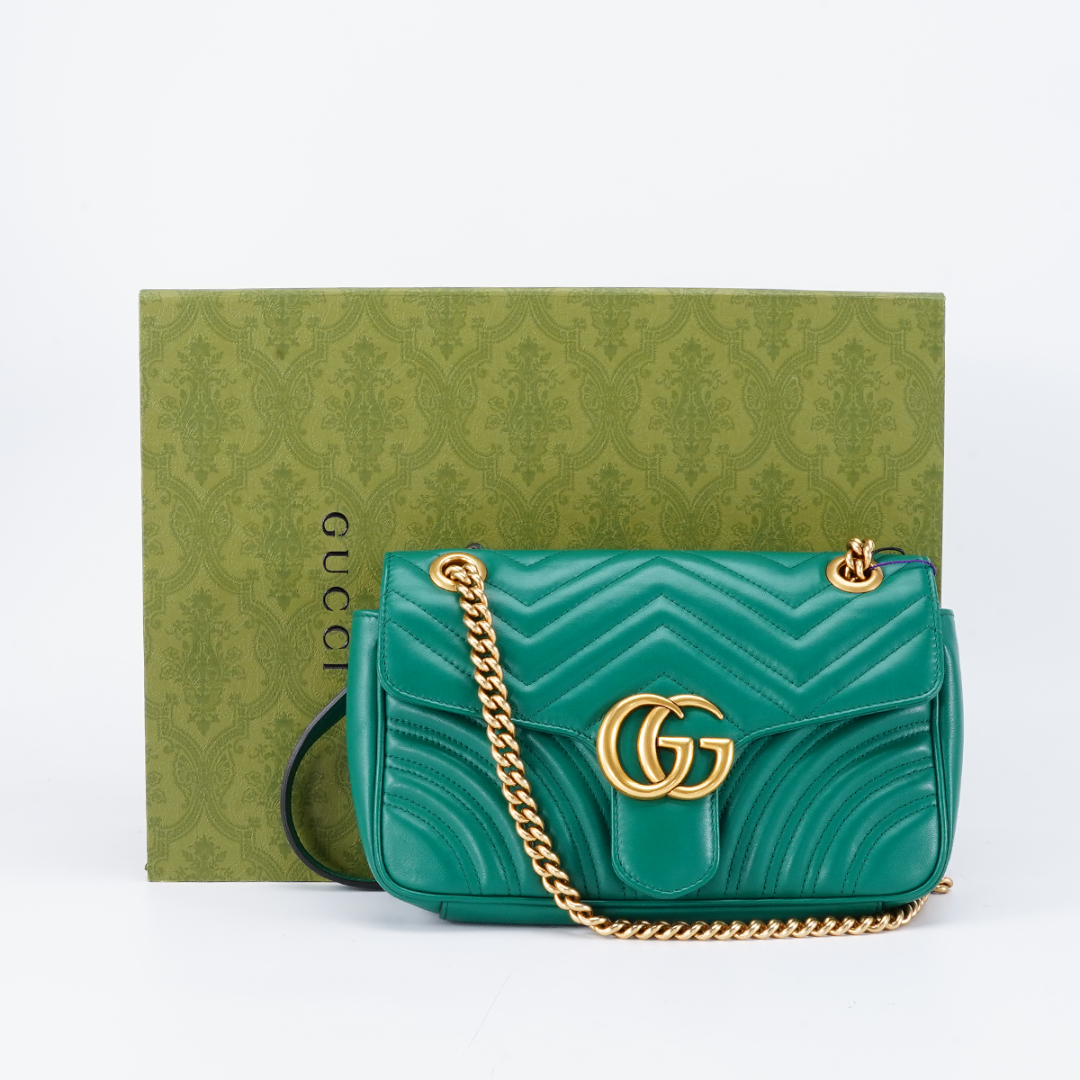 99新 GUCCI/古驰  马蒙26绿色包/BG22004656
