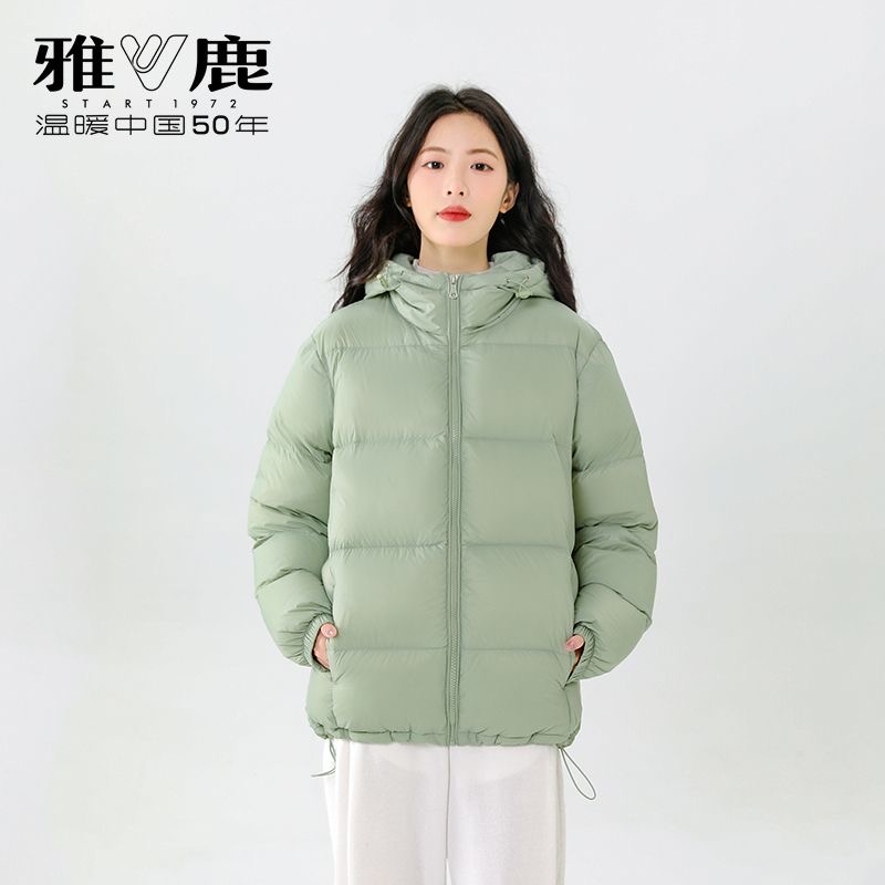 雅鹿羽绒服情侣款男女款保暖外套时尚短款加厚温暖羽绒面包服连帽