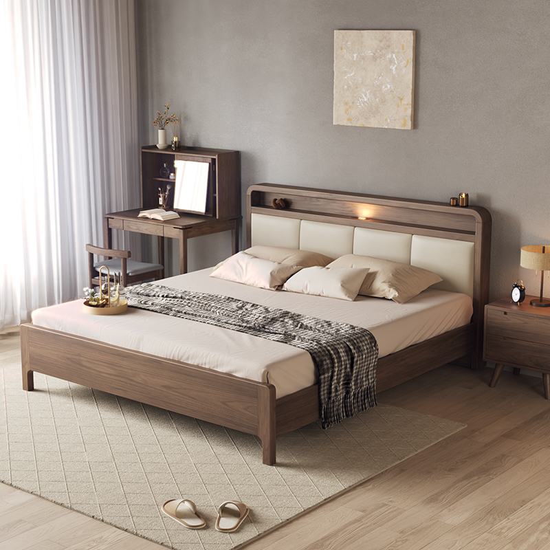 木屋记实木双人床现代简约北欧1.8米主卧大床高箱储物松弛感大床