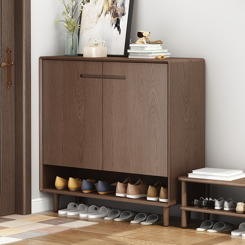 木屋记网红入户鞋柜家用门口进门玄关柜新中式大容量高端实木鞋柜