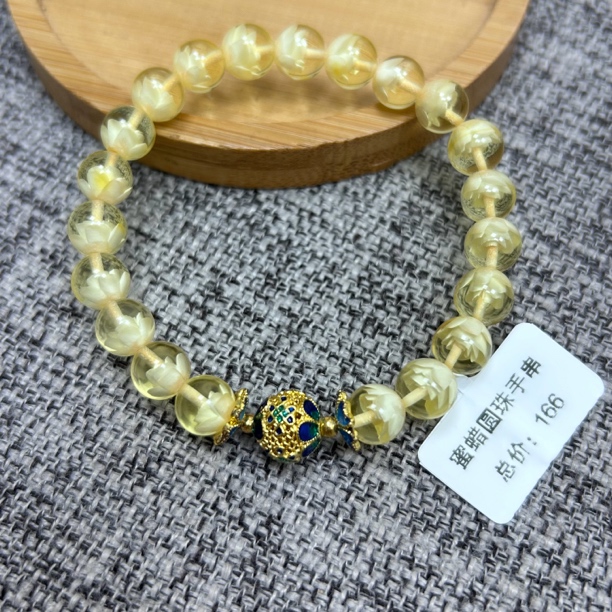 蜜之缘珠宝天然原矿琥珀蜜腊8+mm手串皮色