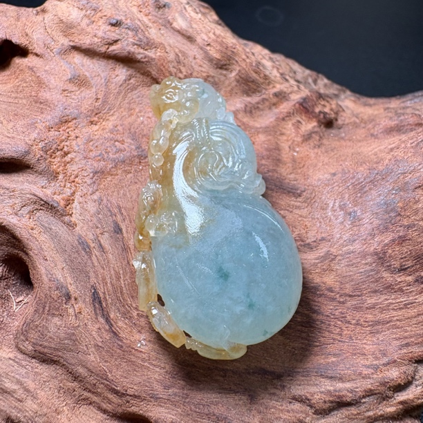 天然缅甸A货翡翠定制毛货-钱袋