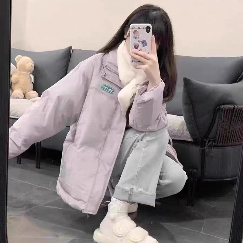 波司澄紫色白鸭绒短款羽绒服女冬季新小个子韩版宽松加厚面包服外