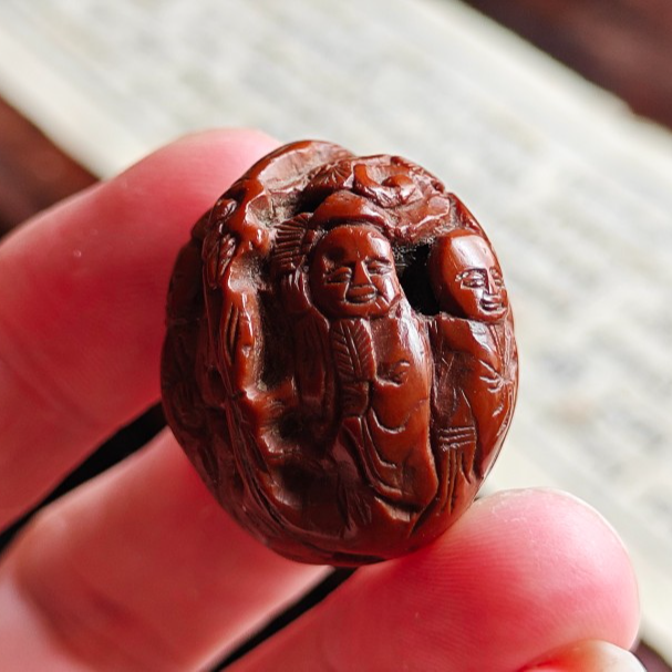 核桃雕刻人物挂件 边25 尺寸 吊坠 扇坠（2）