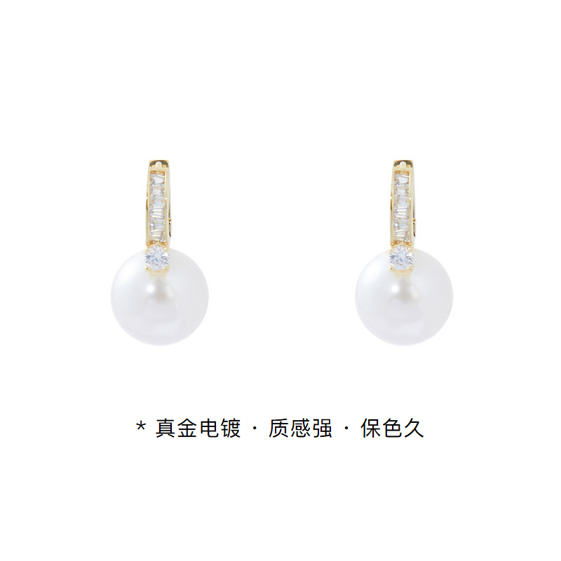 三彩2024新款法式小众轻奢白月光耳钉简约养耳气质耳饰礼物女