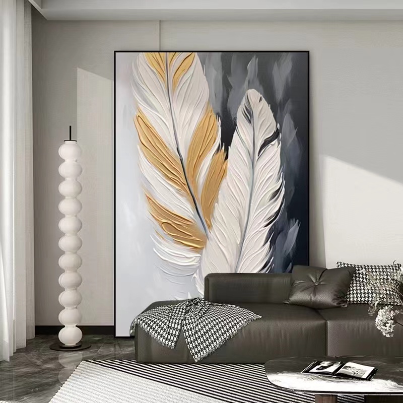 【大业有成】客厅、玄关砂岩肌理画、铝合金边框，黑色加厚木纹背板