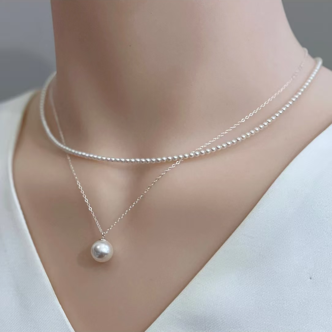 铜合金项链 夏天新款施家珍珠吊坠项链气质时尚百搭小众锁骨链女