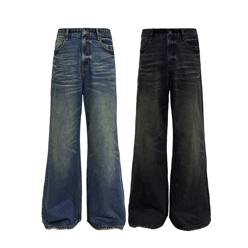 JCAESAR DENIM凌乱水波纹牛仔裤 14OZ丹宁 自然猫须 直筒微喇版型