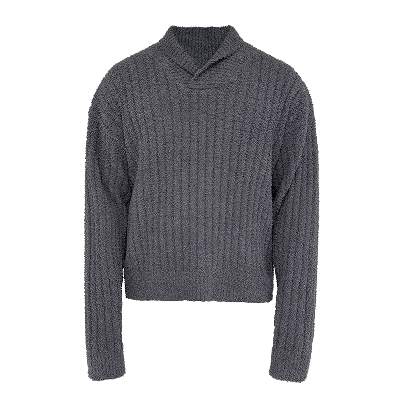 JCAESAR SWEATER 青果领毛衣 毛巾质感肌理 紫调冷灰配色 高克重