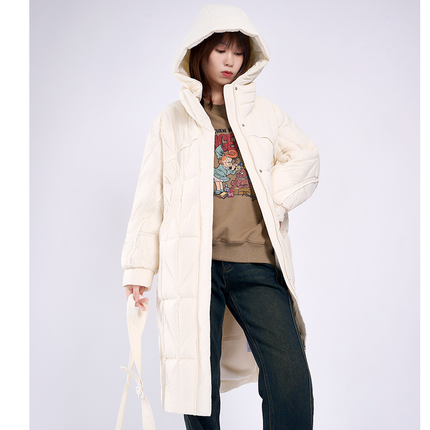 朵拉格格羽绒服女款时尚连帽中长款休闲加宽松百搭防风韩版