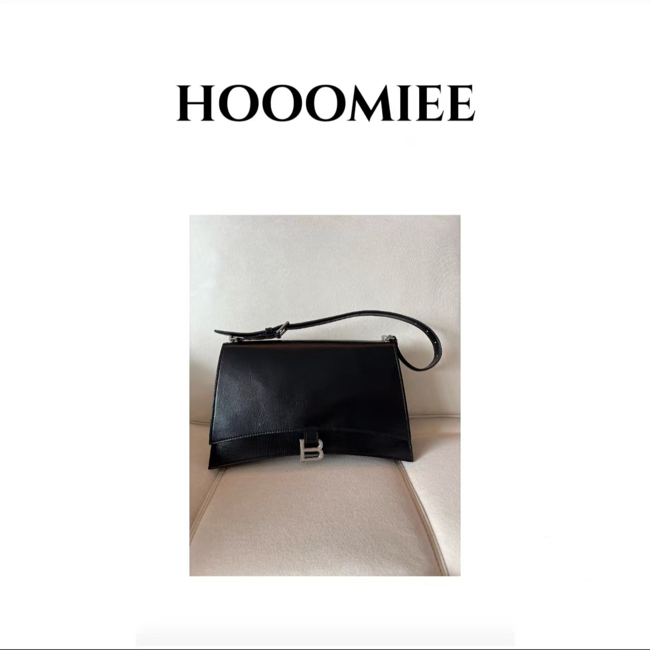 (原单）时尚百搭轻奢经典黑色潮流沙漏腋下包单肩包真皮手提包女