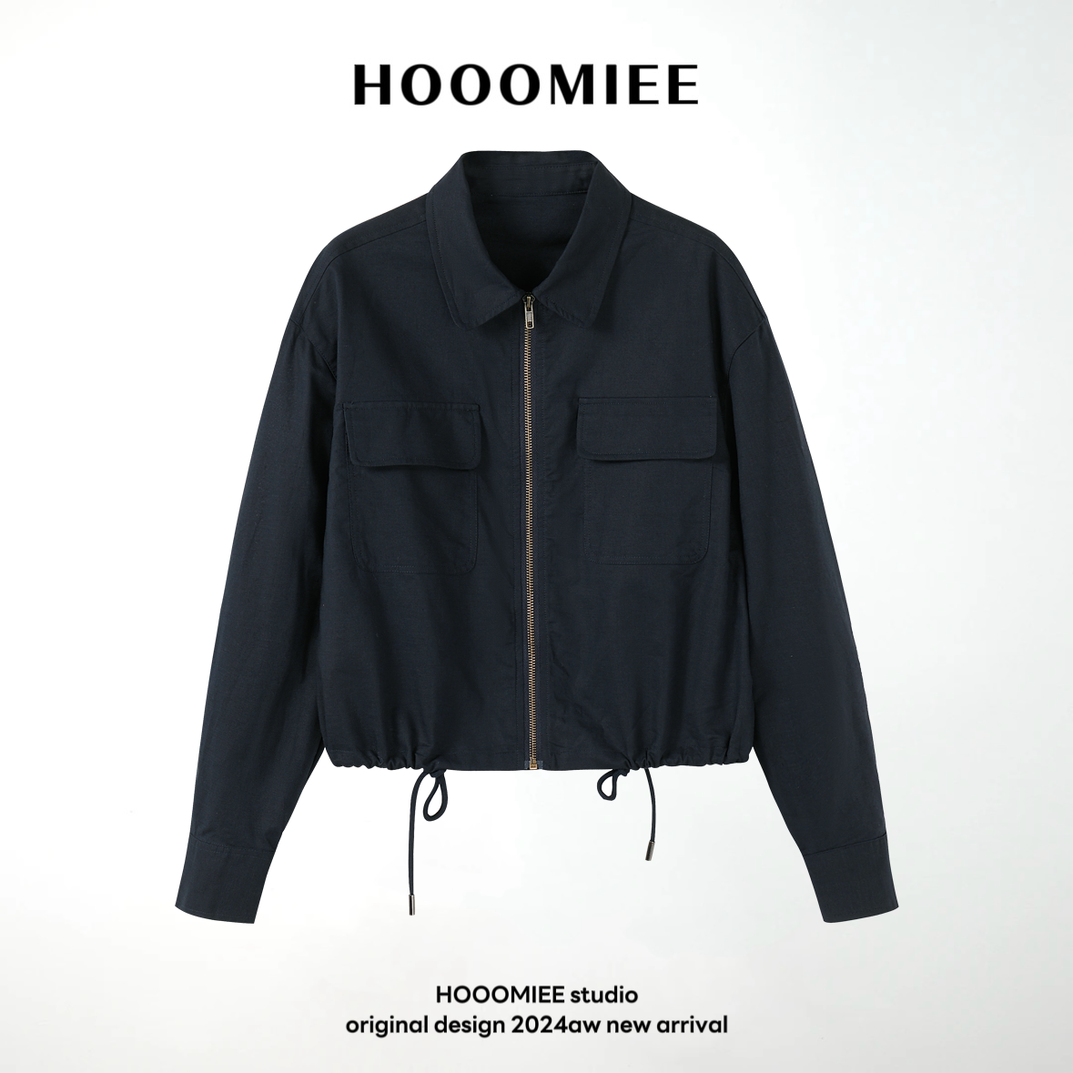 Hooomiee翻领棉麻短外套休闲风长袖时尚单品041