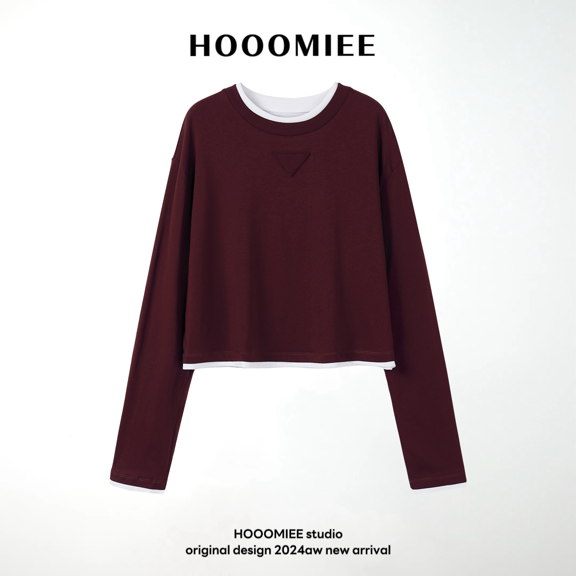 Hooomiee现代风日常百搭软糯白领长袖圆领打底卫衣220001