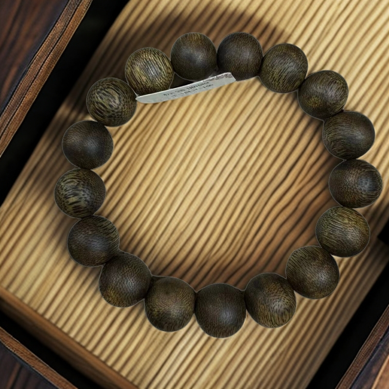 莺歌绿奇楠沉香圆珠手串 药香花果香 12/12g±
