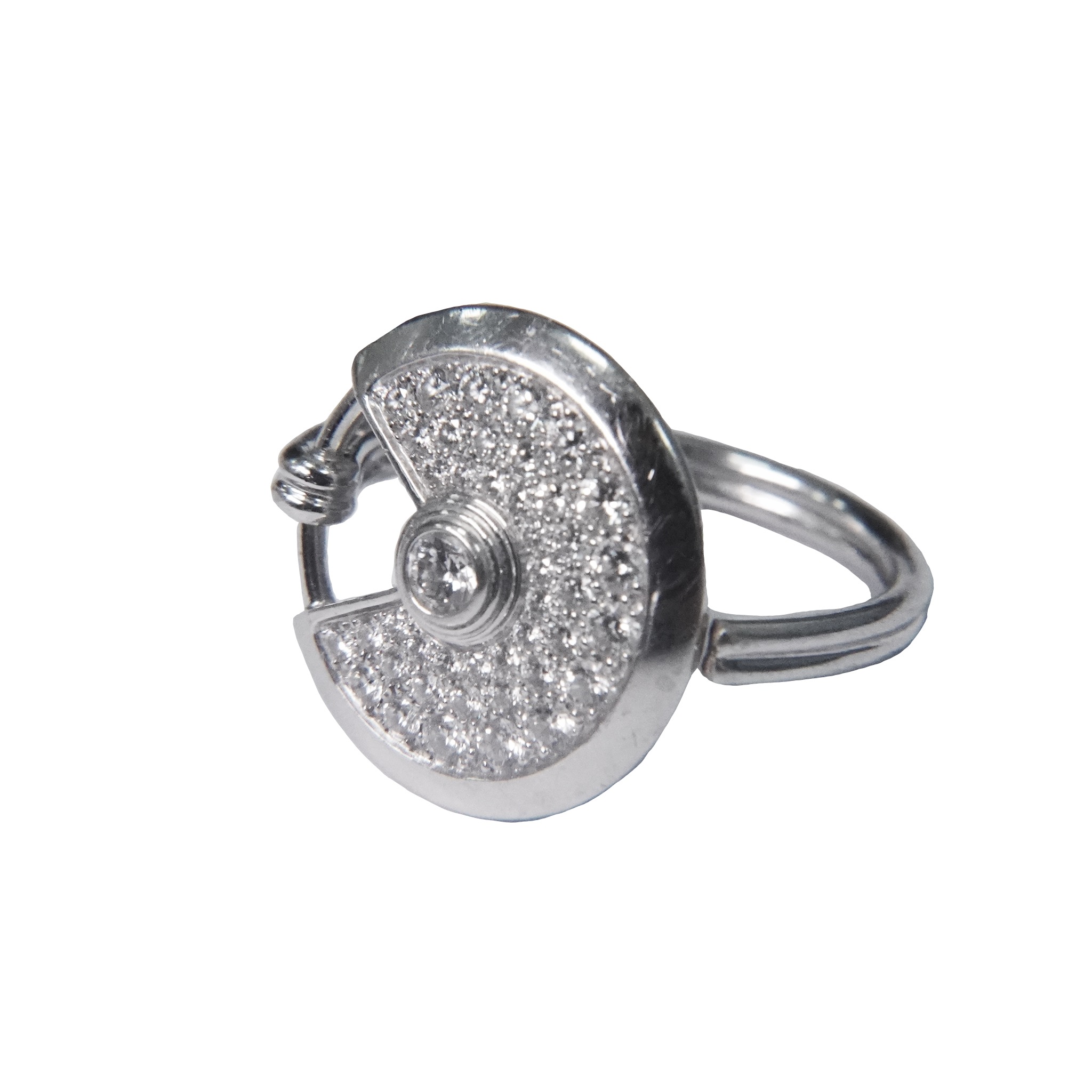 99新 Cartier/卡地亚 AMULETTEDECARTIER系列白金满钻护身符戒指