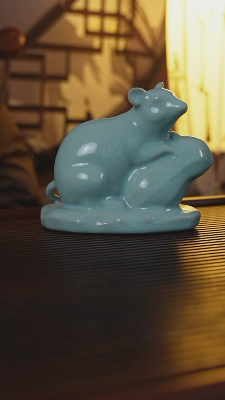 【闪购商品】瓷杯天青釉水生肖鼠