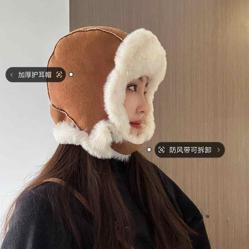 韩国25新款东北毛绒雷锋帽紫女冬季户外防风护耳加厚保暖骑车男潮