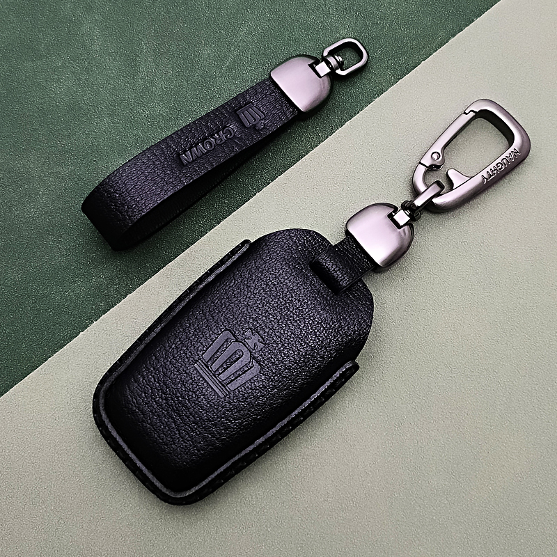 适用丰田皇冠陆放新款12代/13代/14代高档商务真皮汽车钥匙套包扣